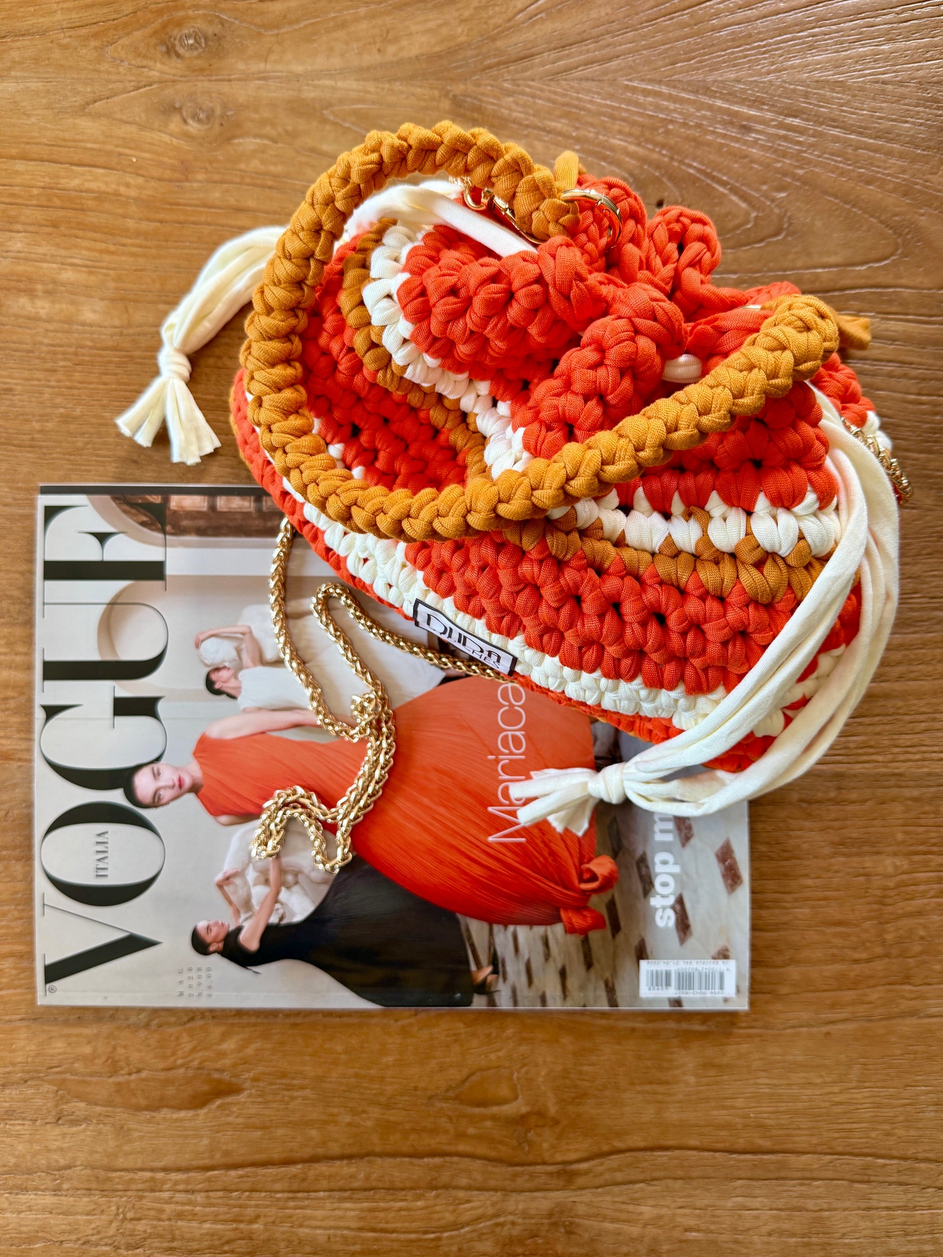 DUDINA bag rigata arancione con maniglia