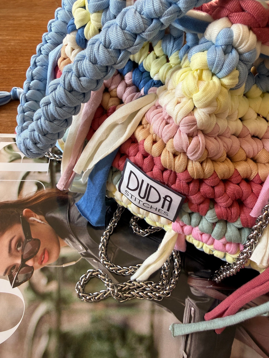 DUDINA bag multicolor pastello con frange e con maniglia