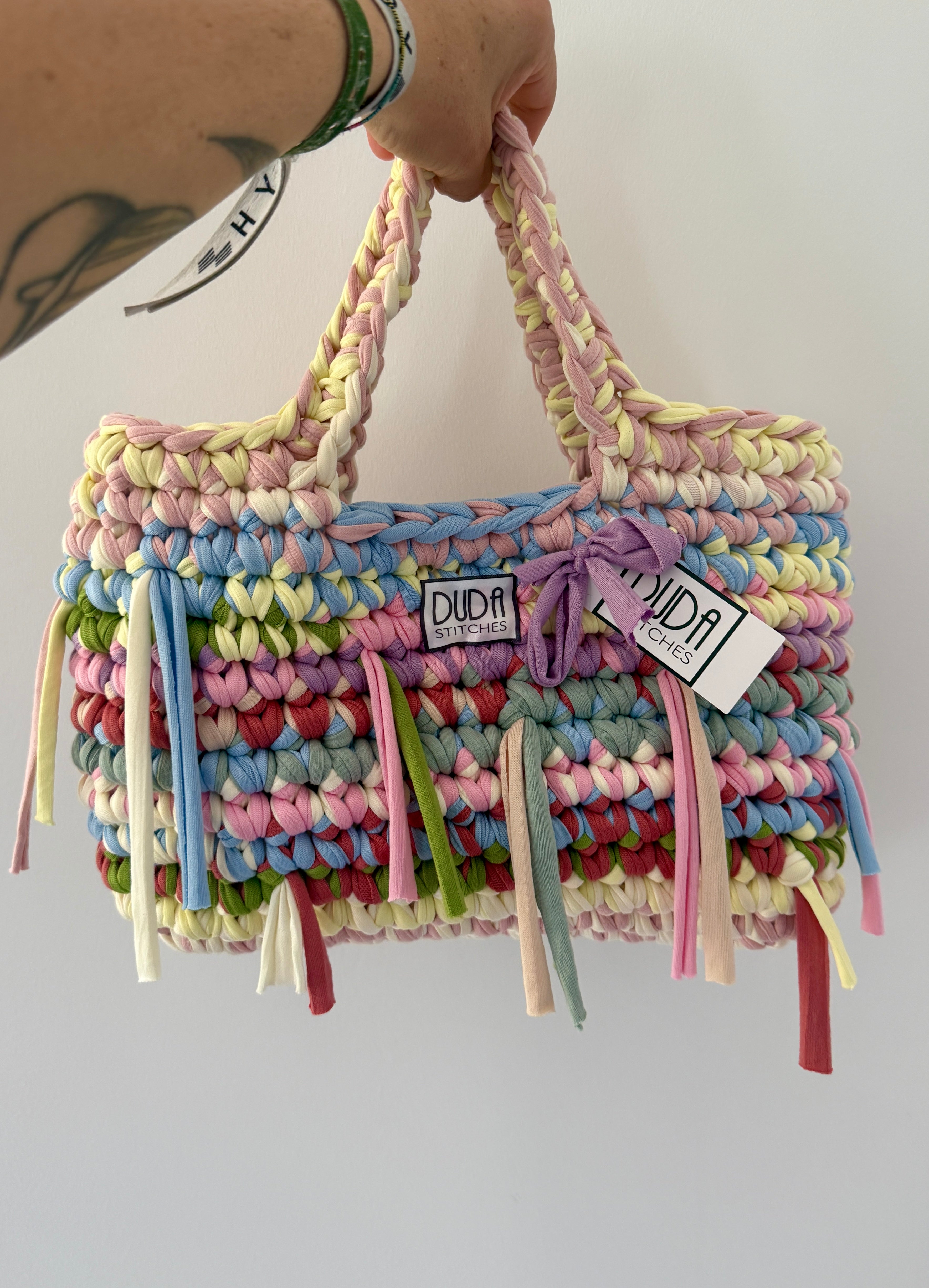 BAROLO bag standard multicolore pastello con maniglie in lycra