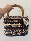 ALBA bag standard multicolore blu//marrone con manici in bamboo