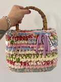 ALBA bag standard multicolore pastello con manici in bamboo