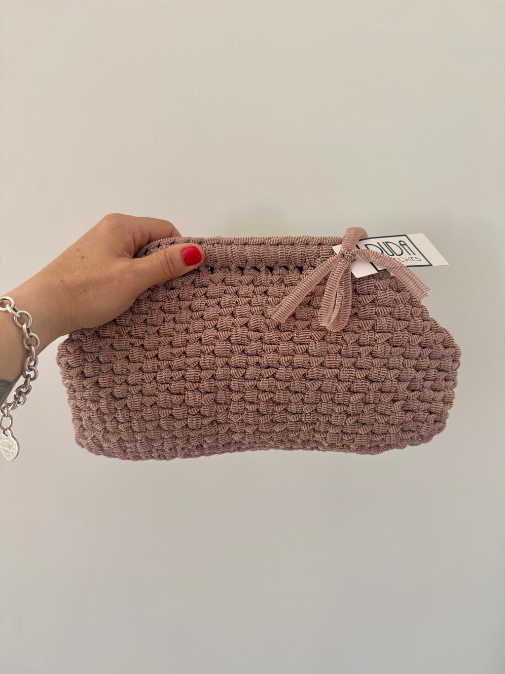 NOCCIOLA pochette standard in tulle rosa senza manico