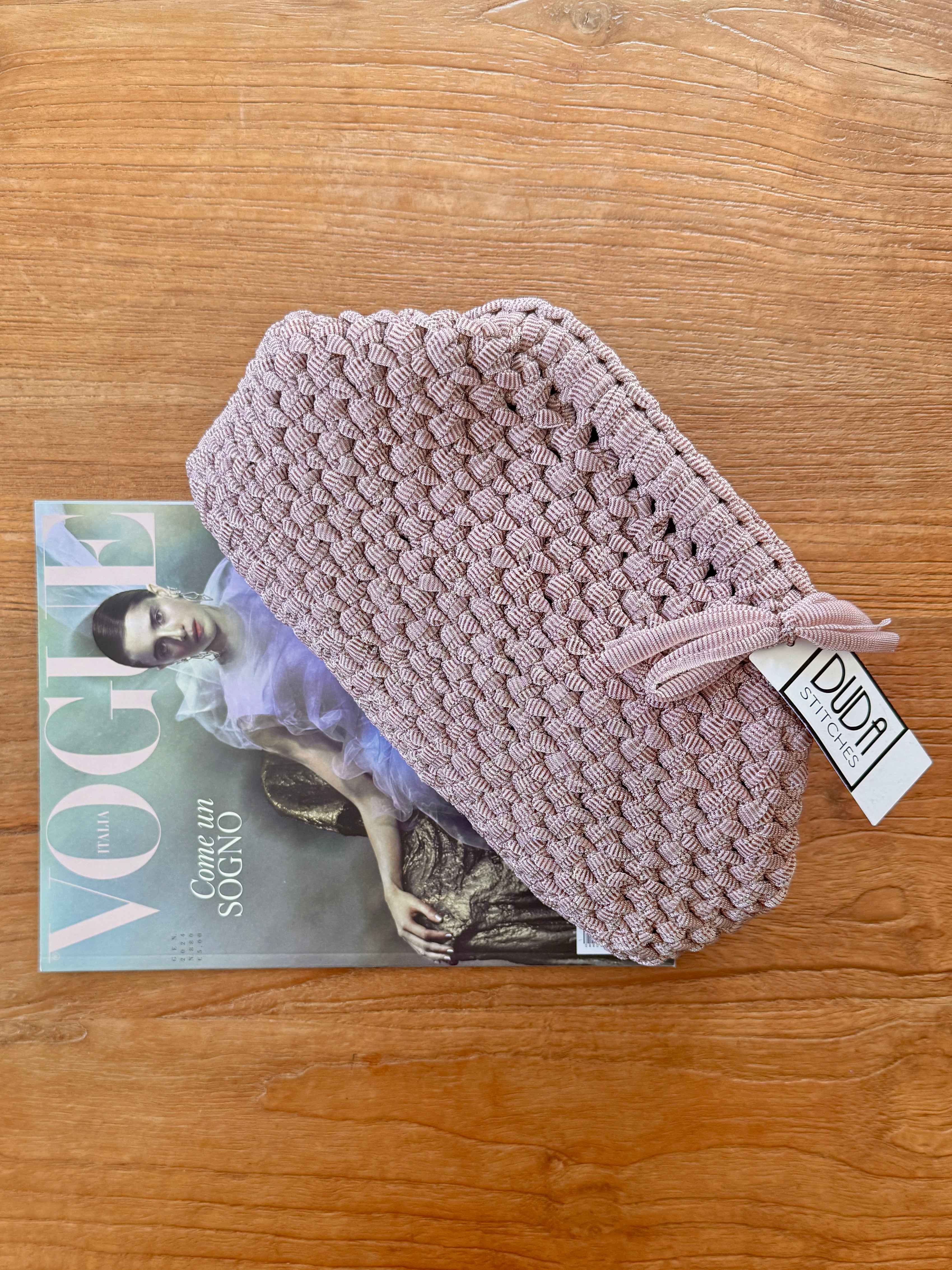 NOCCIOLA pochette standard in tulle rosa senza manico