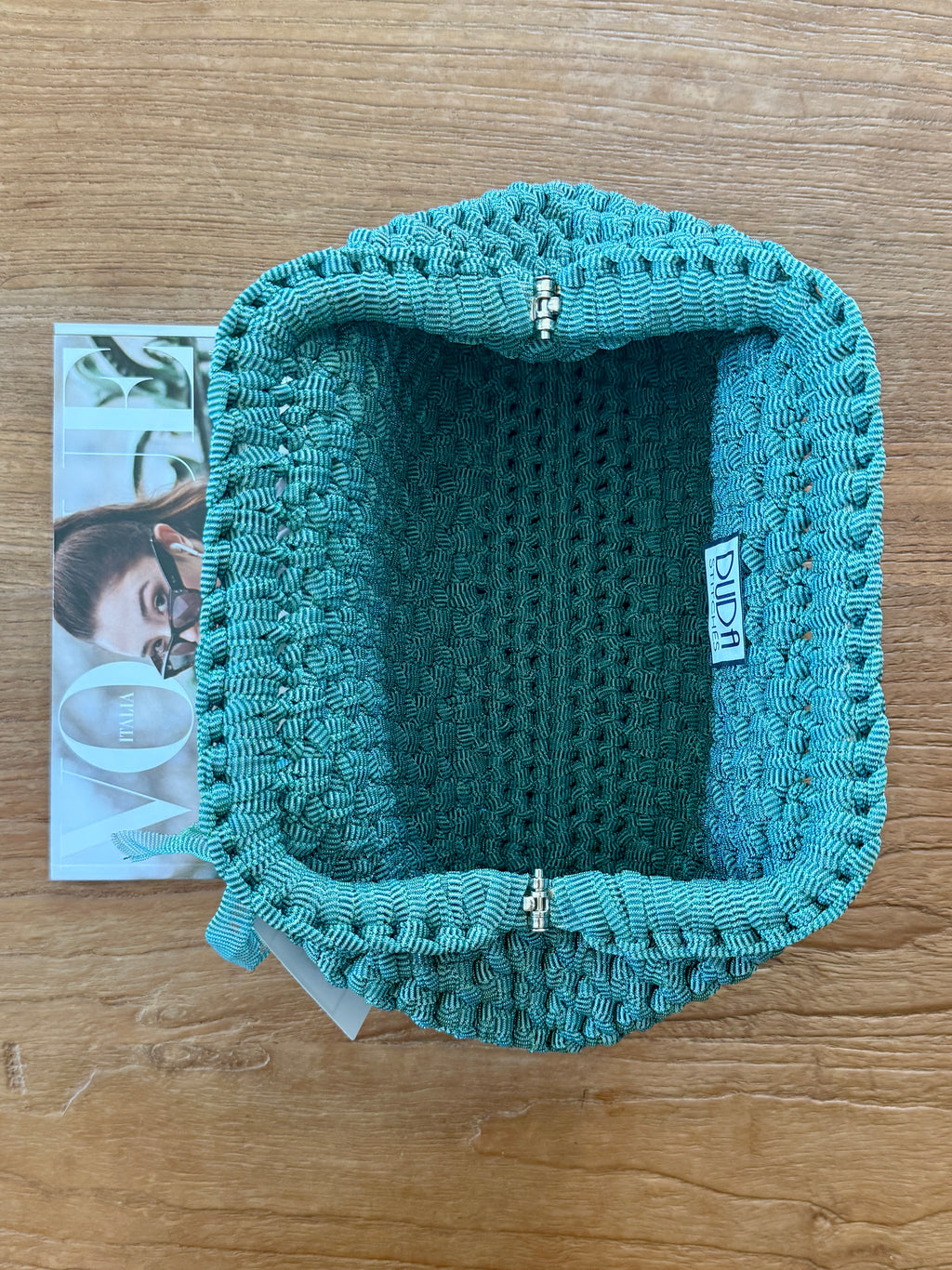NOCCIOLA pochette standard in tulle turchese senza manico