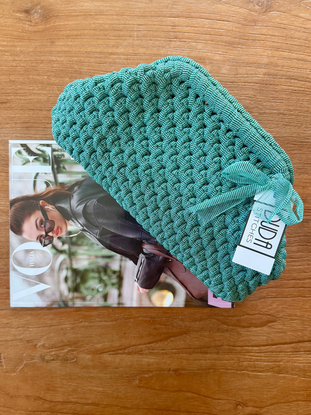 NOCCIOLA pochette standard in tulle turchese senza manico