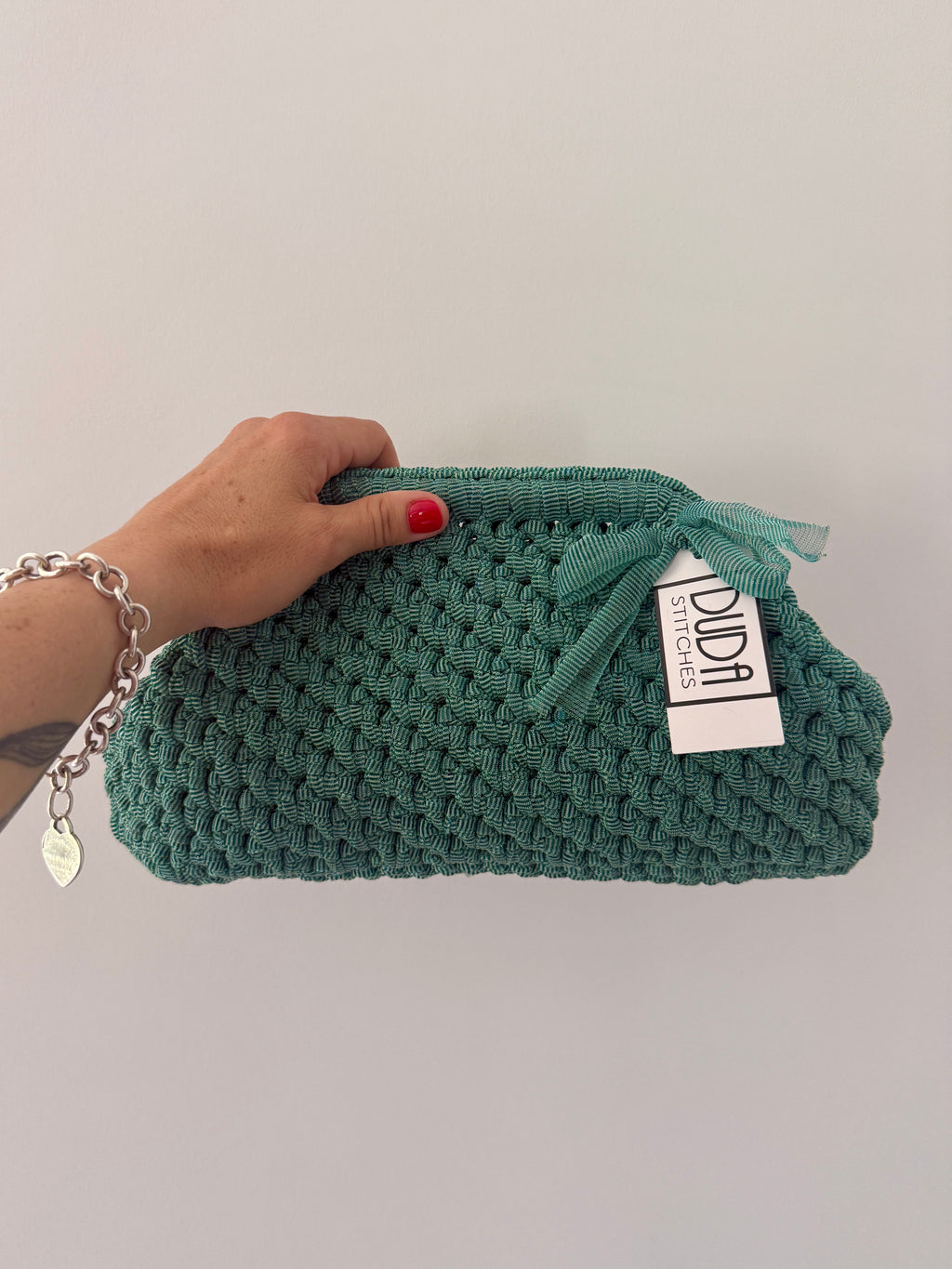 NOCCIOLA pochette standard in tulle turchese senza manico