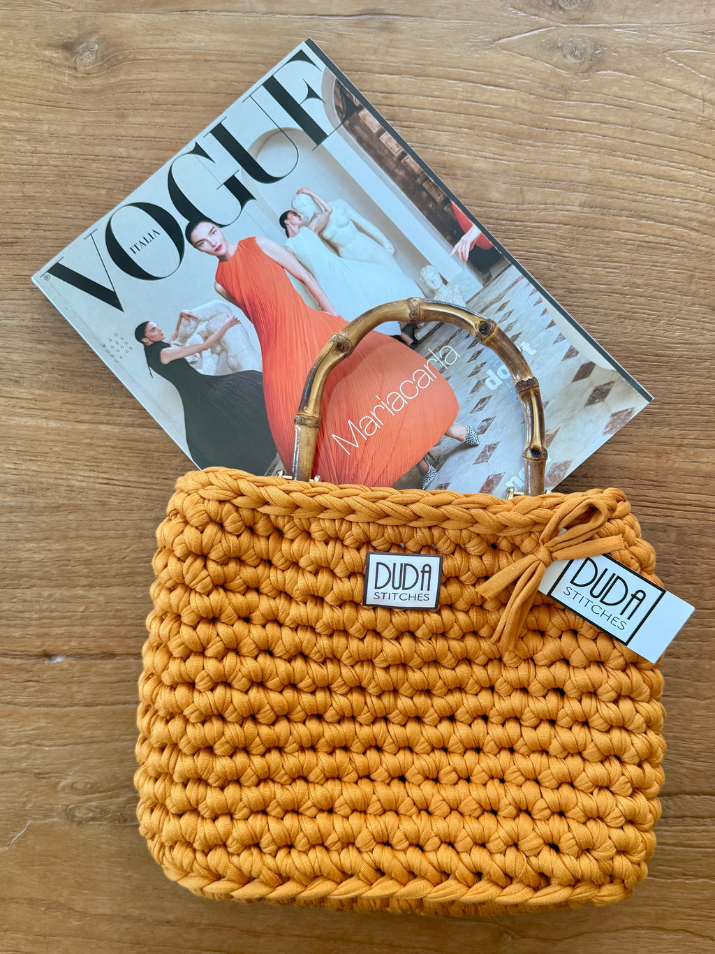 ALBA bag standard girasole con manici in bamboo