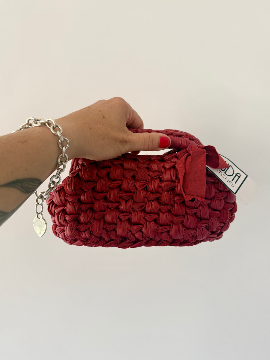 GIANDUIOTTA bag mini in ecopelle ciliegia con manico