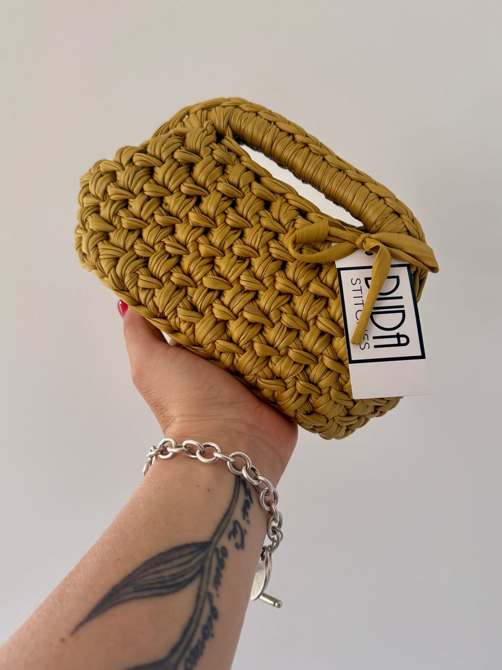 GIANDUIOTTA bag mini in ecopelle giallo senape con manico