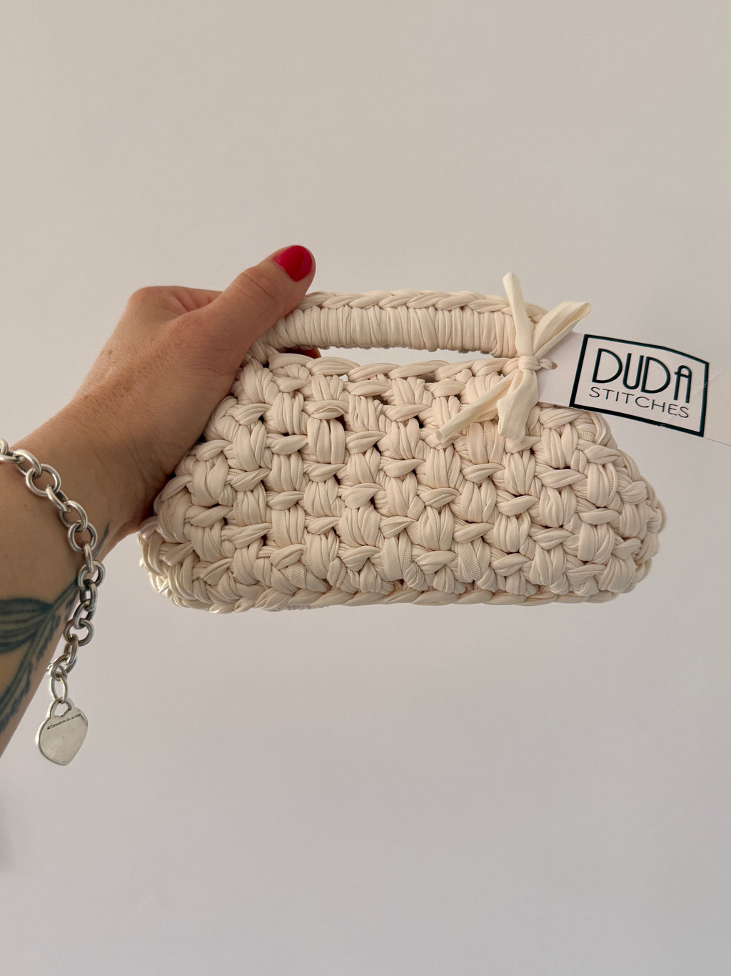 GIANDUIOTTA bag mini in ecopelle bianca con manico
