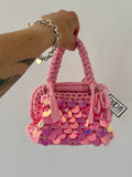 GIANDUIOTTA bag mini paillettes rosa con manico e doppia maniglia