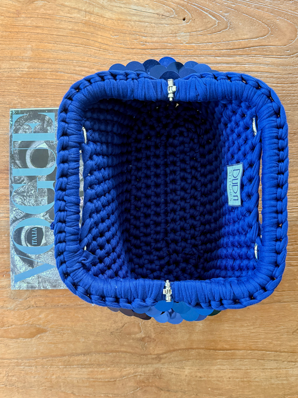 GIANDUIOTTA bag mini paillettes bluette con manico e doppia maniglia