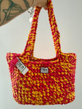 BAROLO bag large melange giallo//fucsia con maniglie in lycra