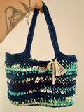 BAROLO bag large multicolore bluette//bianco con maniglie in lycra