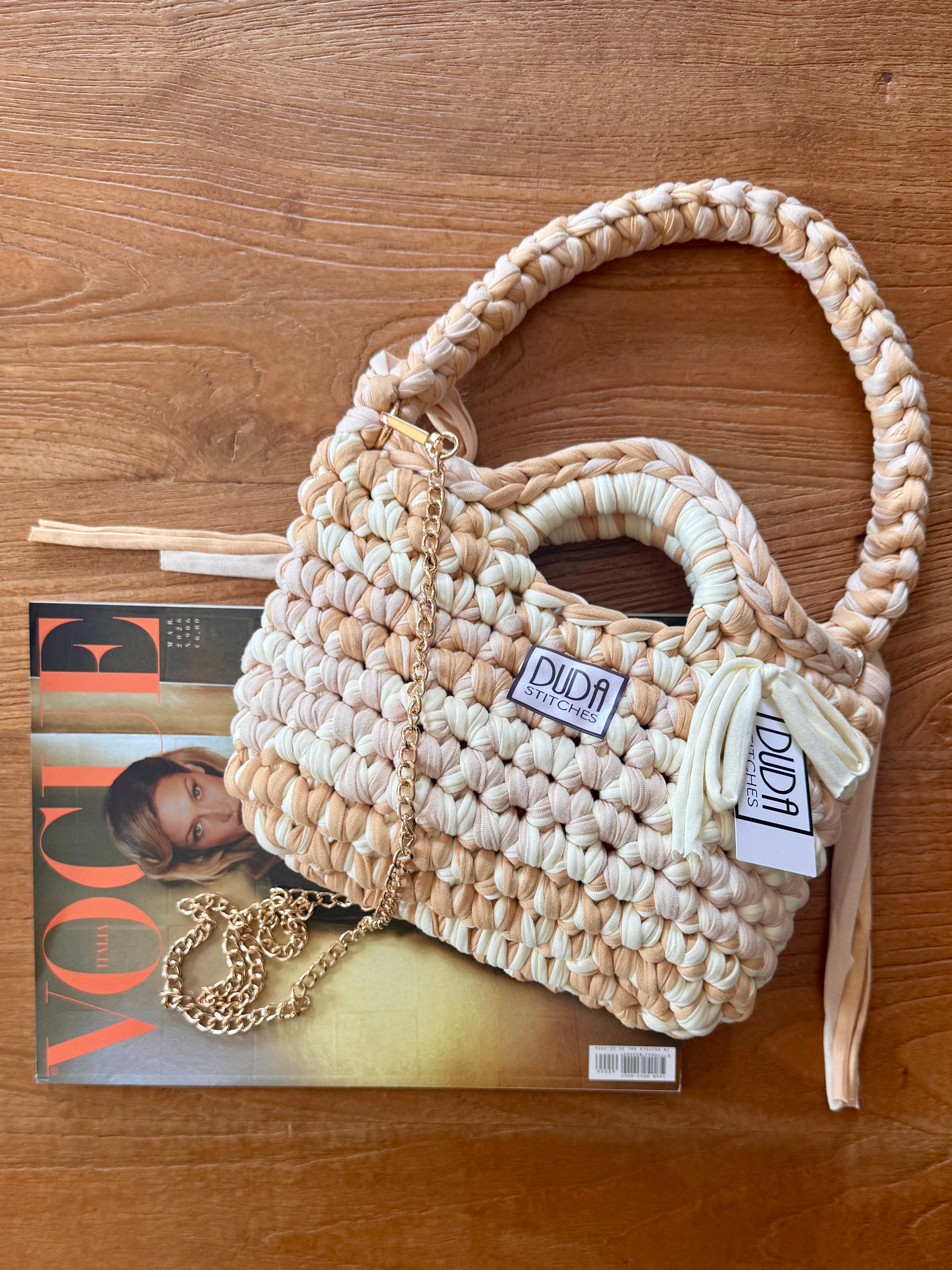 BAROLO bag mini multicolore beige con maniglia in lycra