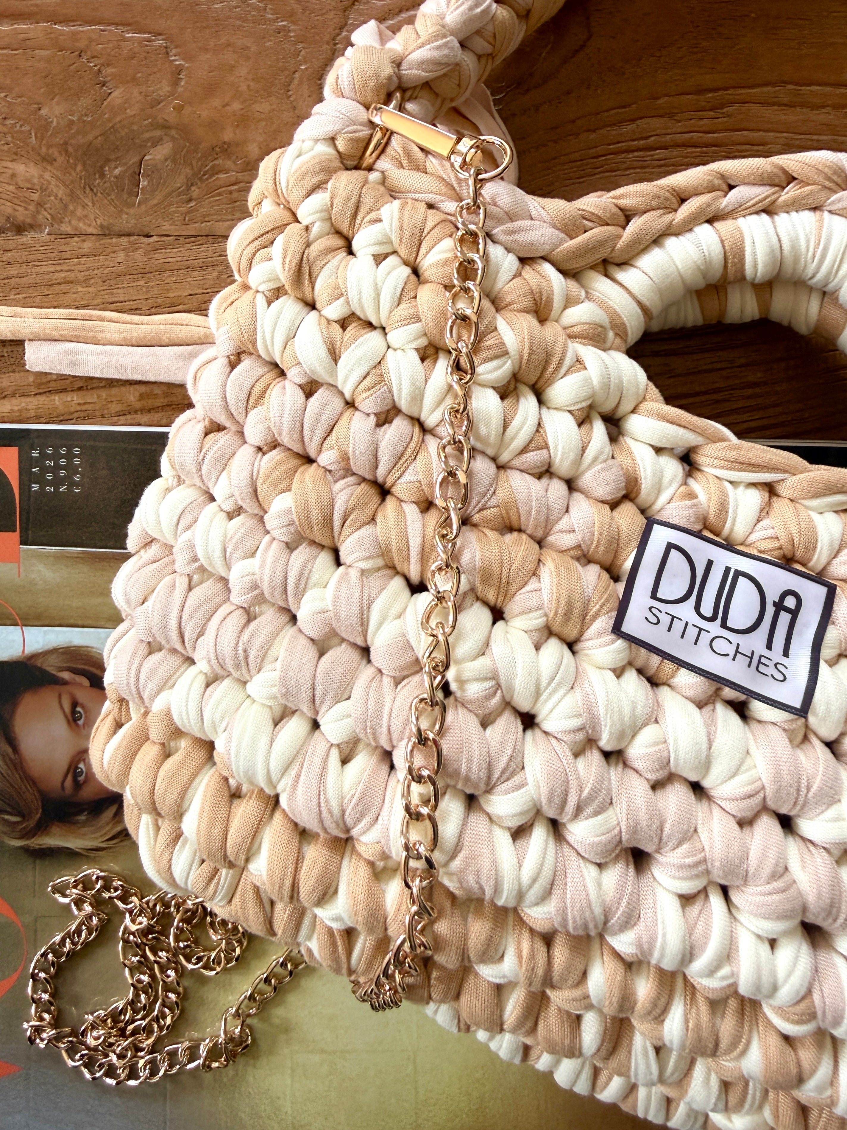 BAROLO bag mini multicolore beige con maniglia in lycra