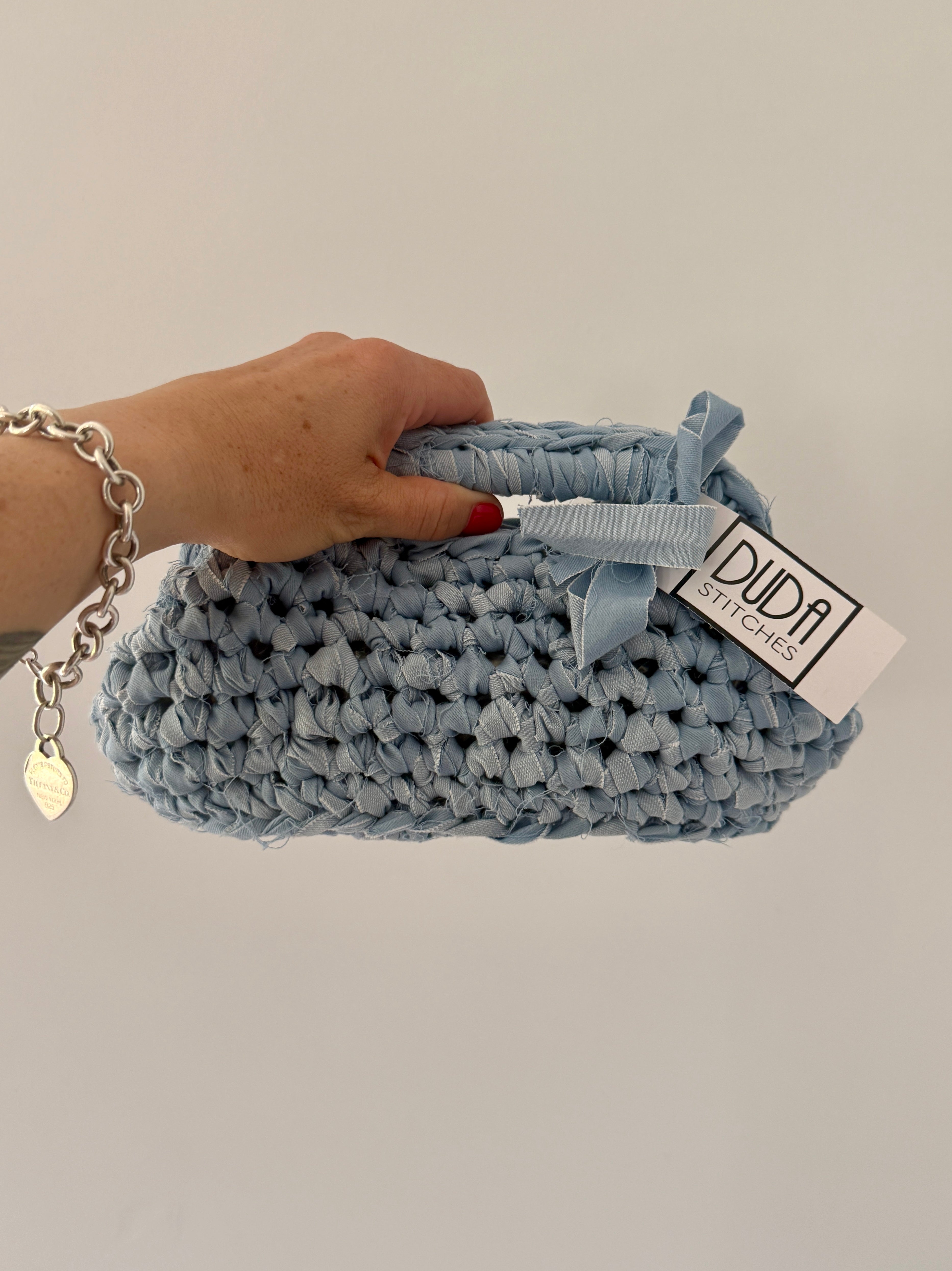 GIANDUIOTTA bag standard in denim chiaro con manico