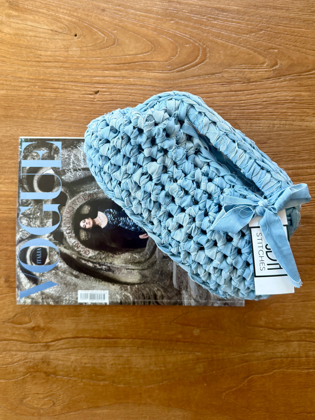 GIANDUIOTTA bag standard in denim chiaro con manico
