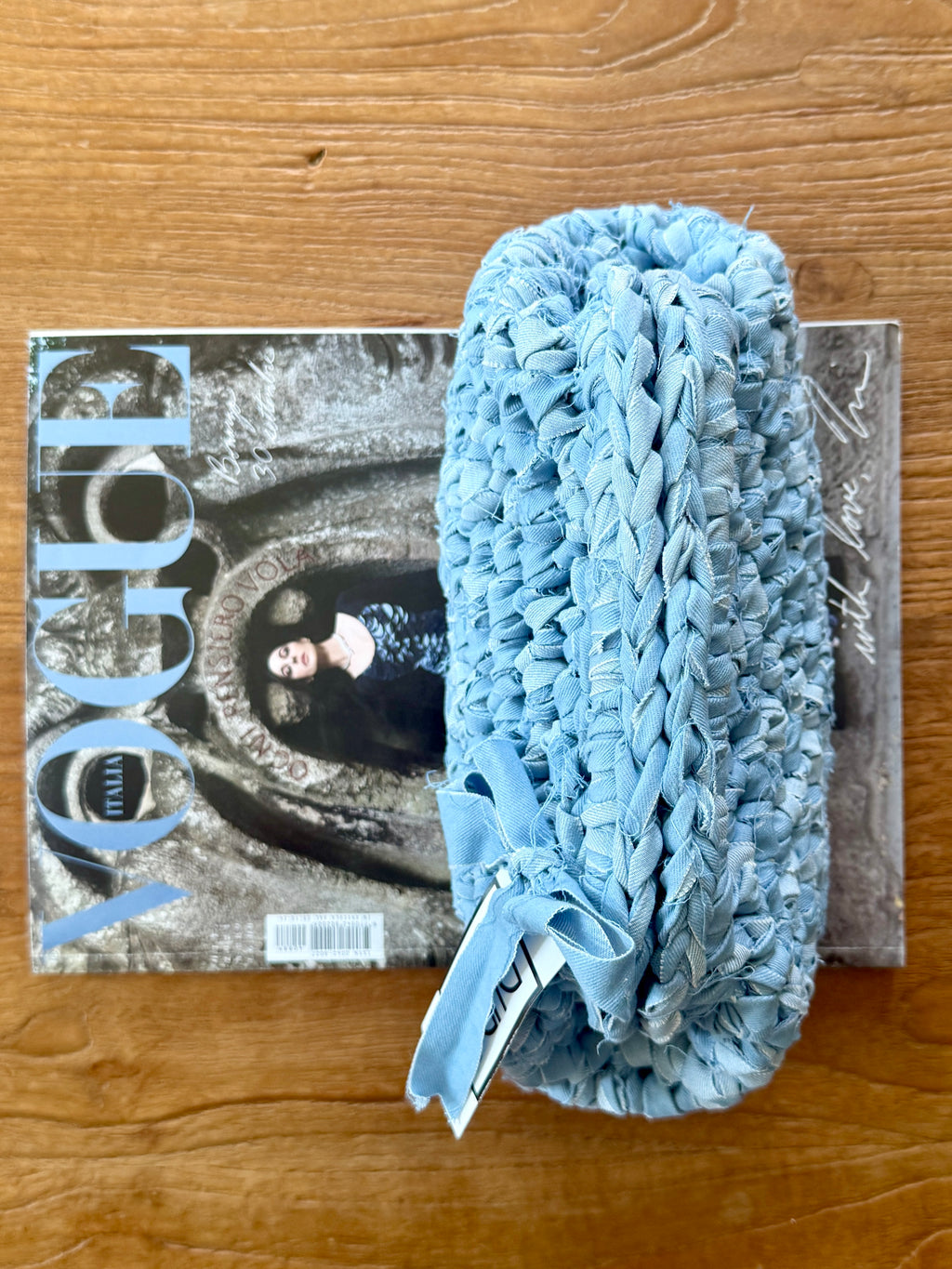 GIANDUIOTTA bag standard in denim chiaro con manico