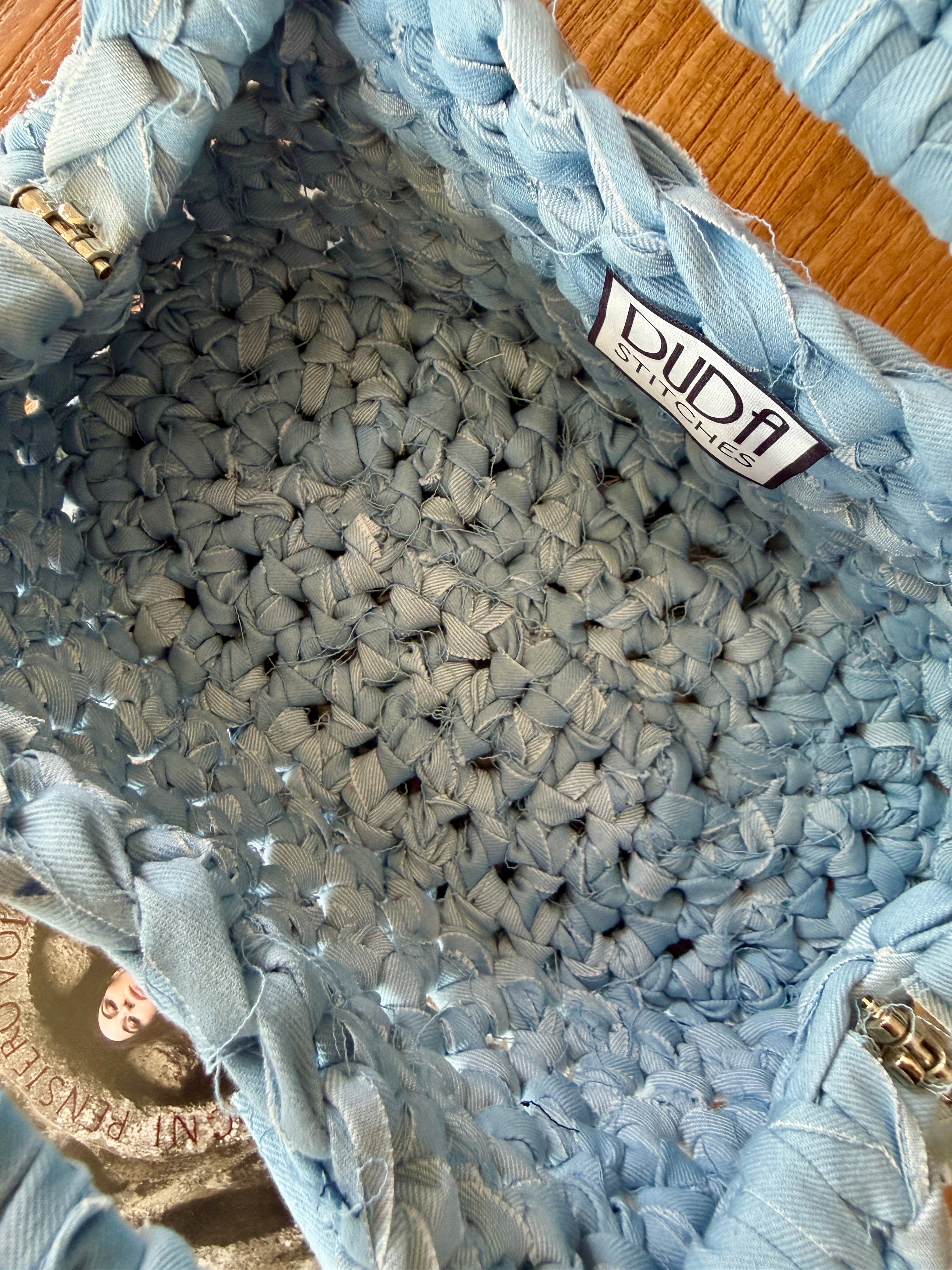 GIANDUIOTTA bag standard in denim chiaro con manico
