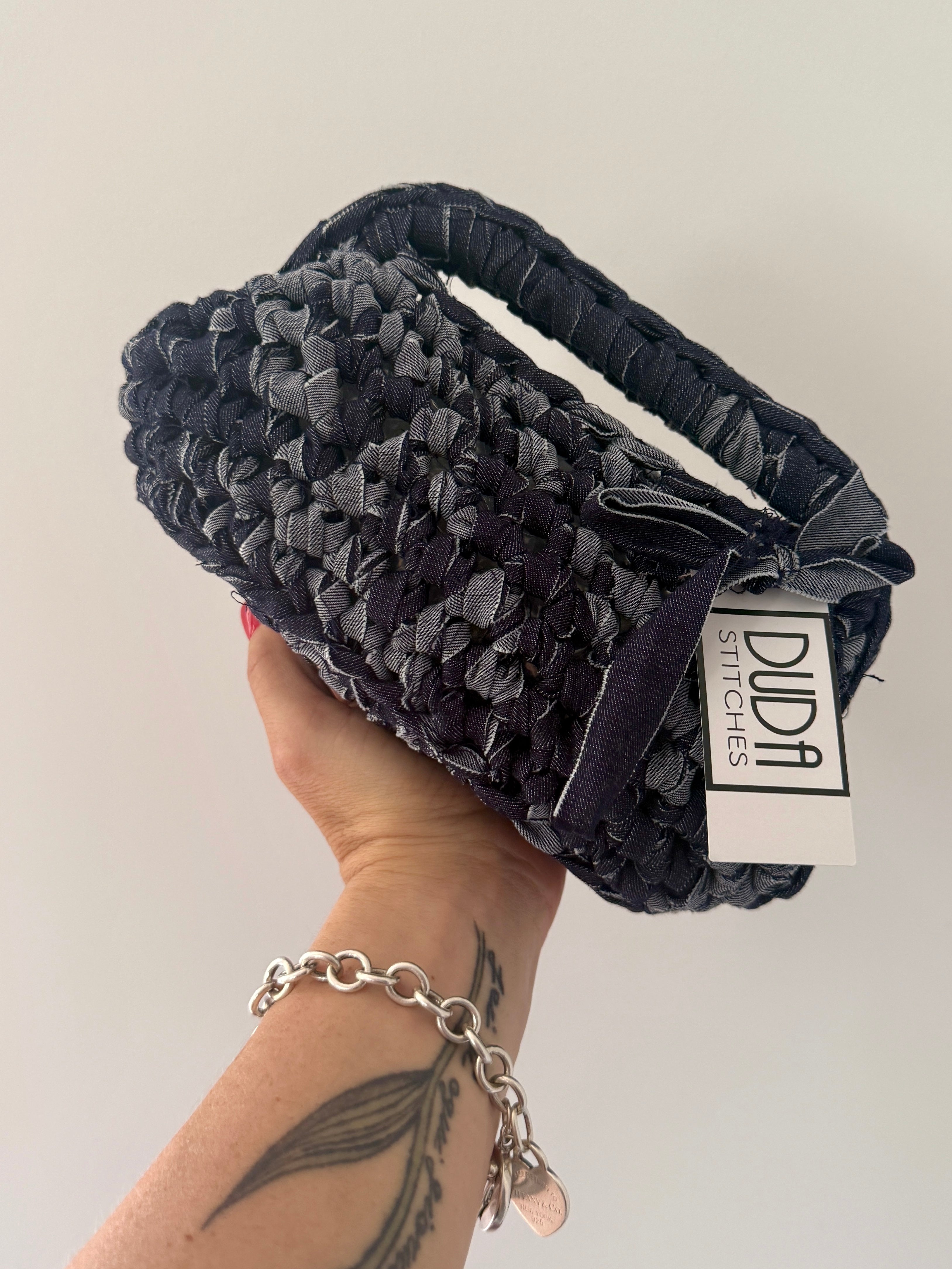 GIANDUIOTTA bag standard in denim scuro con manico