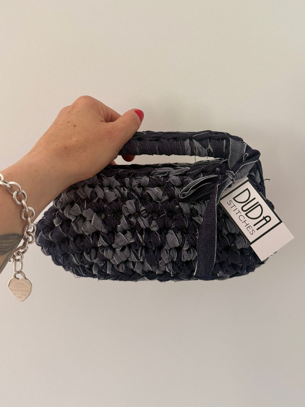 GIANDUIOTTA bag standard in denim scuro con manico
