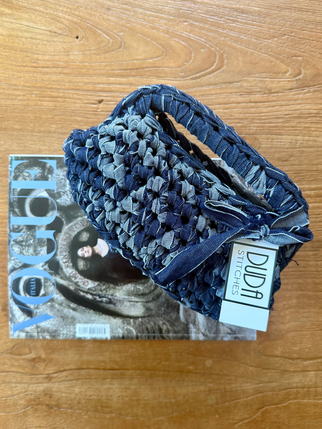 GIANDUIOTTA bag standard in denim scuro con manico