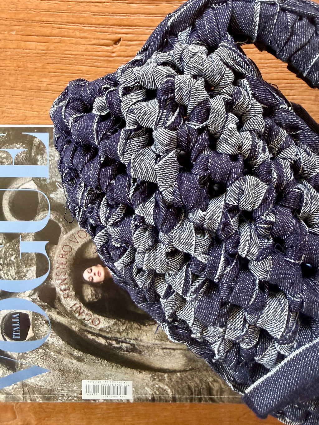 GIANDUIOTTA bag standard in denim scuro con manico