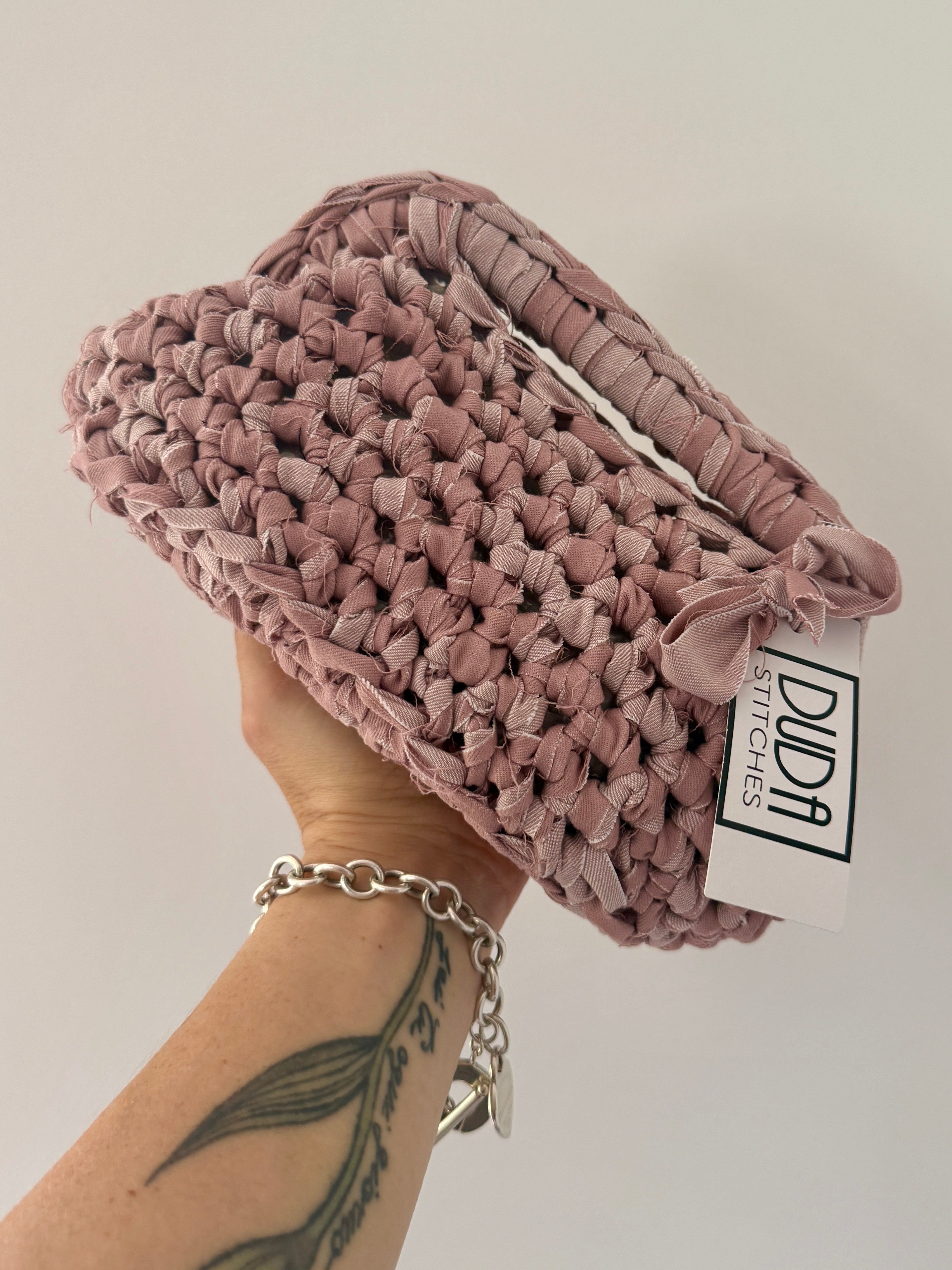 GIANDUIOTTA bag standard in denim rosa con manico
