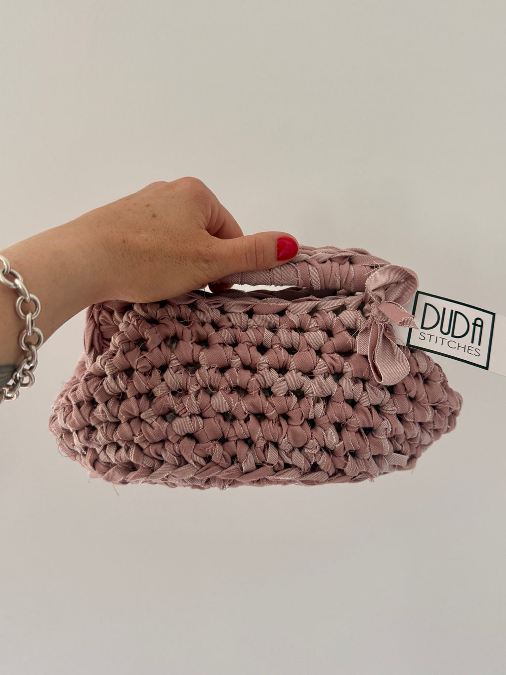GIANDUIOTTA bag standard in denim rosa con manico