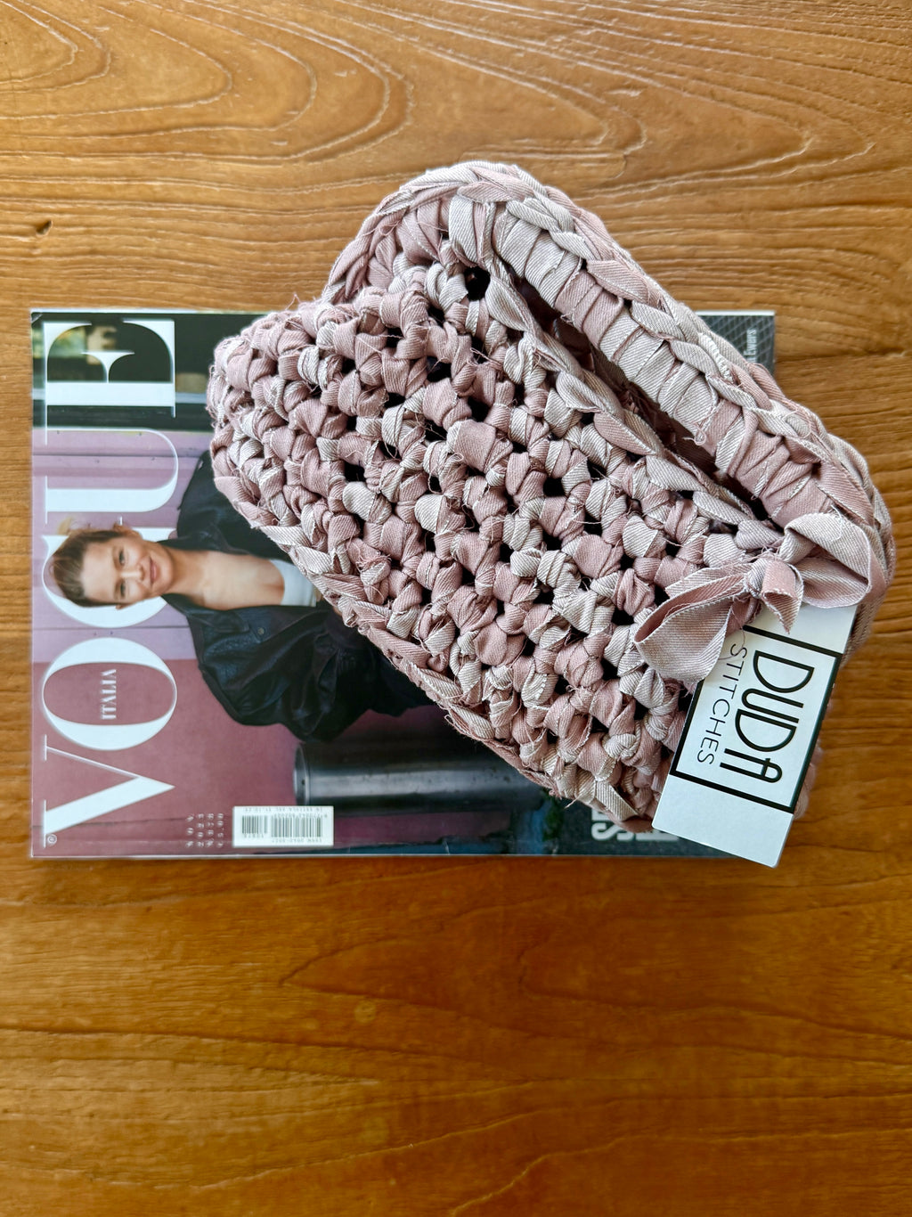 GIANDUIOTTA bag standard in denim rosa con manico