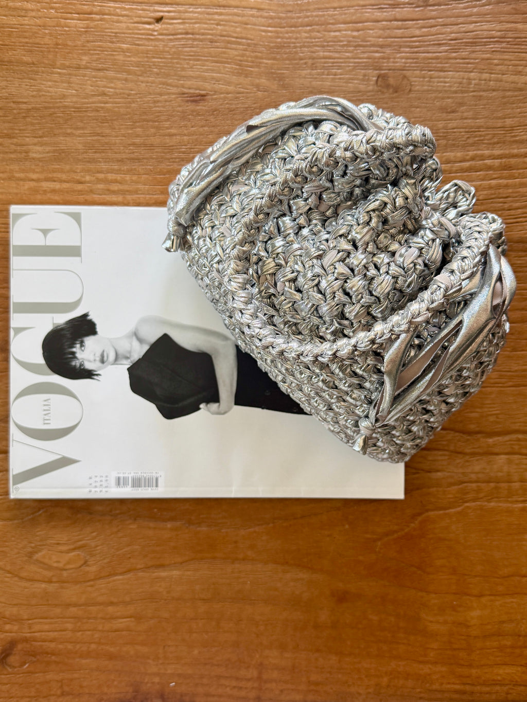 DUDINA bag standard in ecopelle argento con maniglia