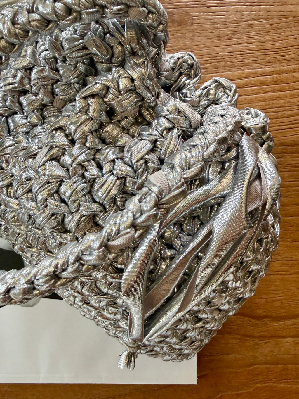 DUDINA bag standard in ecopelle argento con maniglia