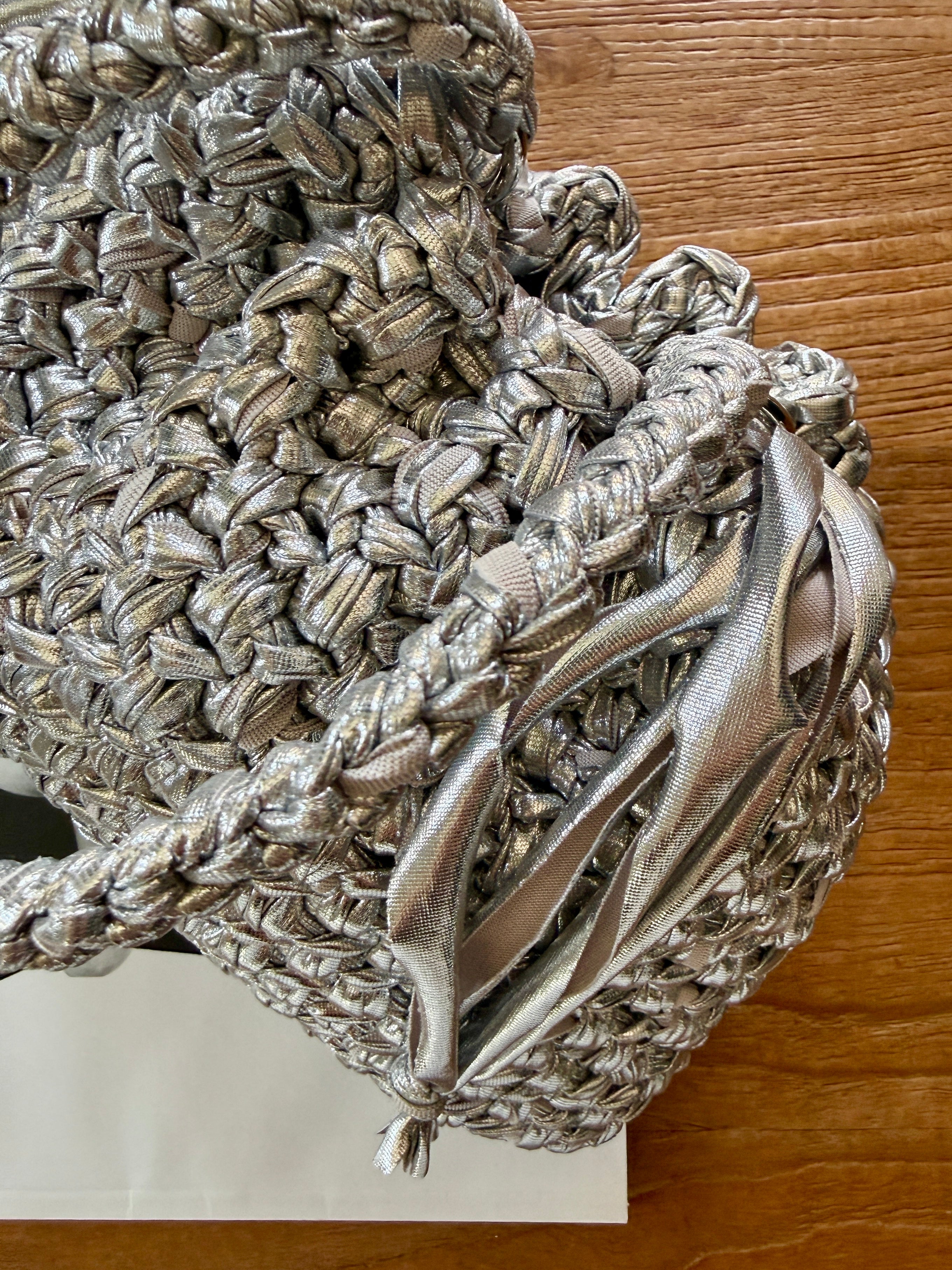 DUDINA bag standard in ecopelle argento con maniglia