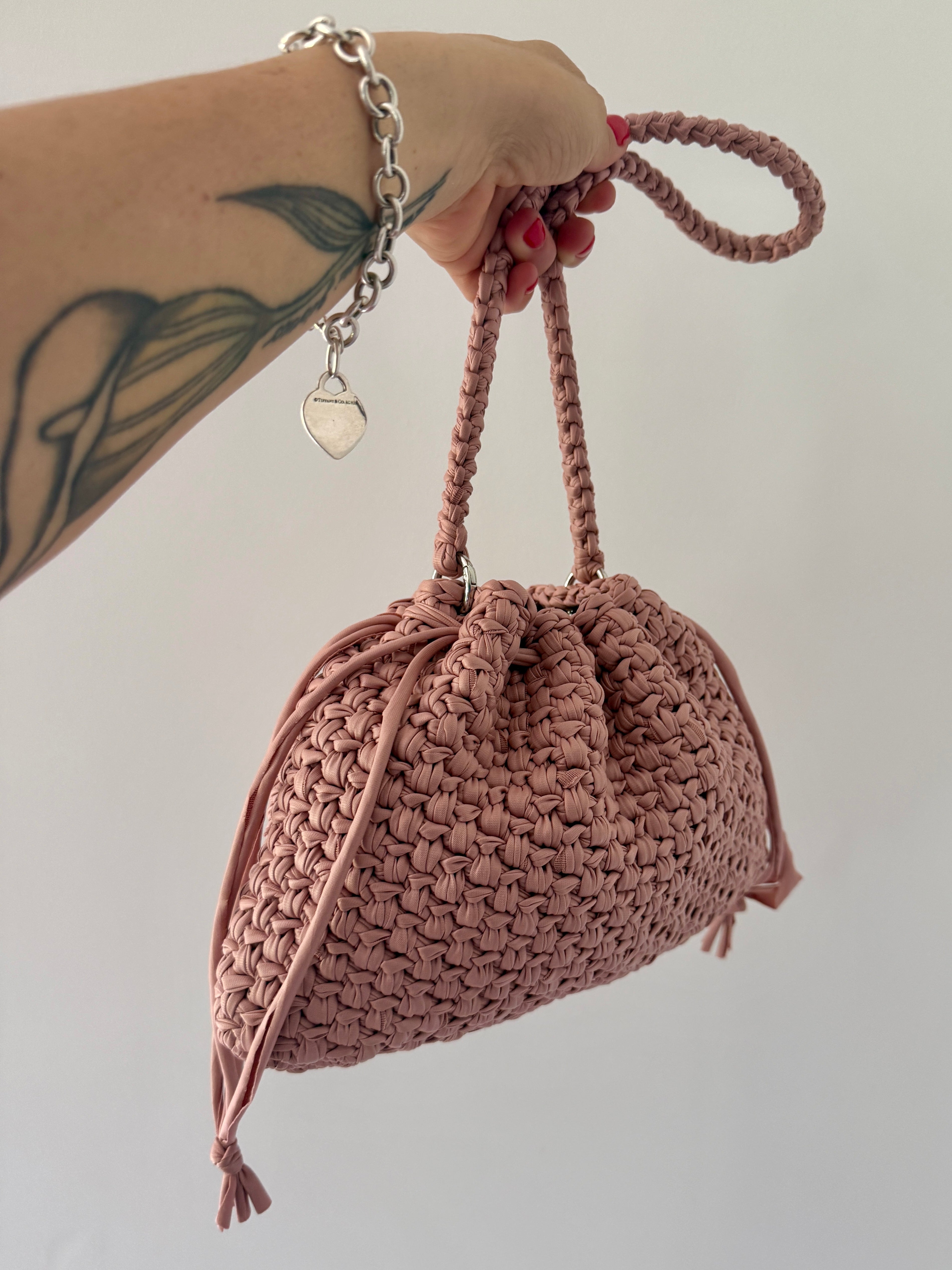 DUDINA bag standard in ecopelle rosa con maniglia lunga