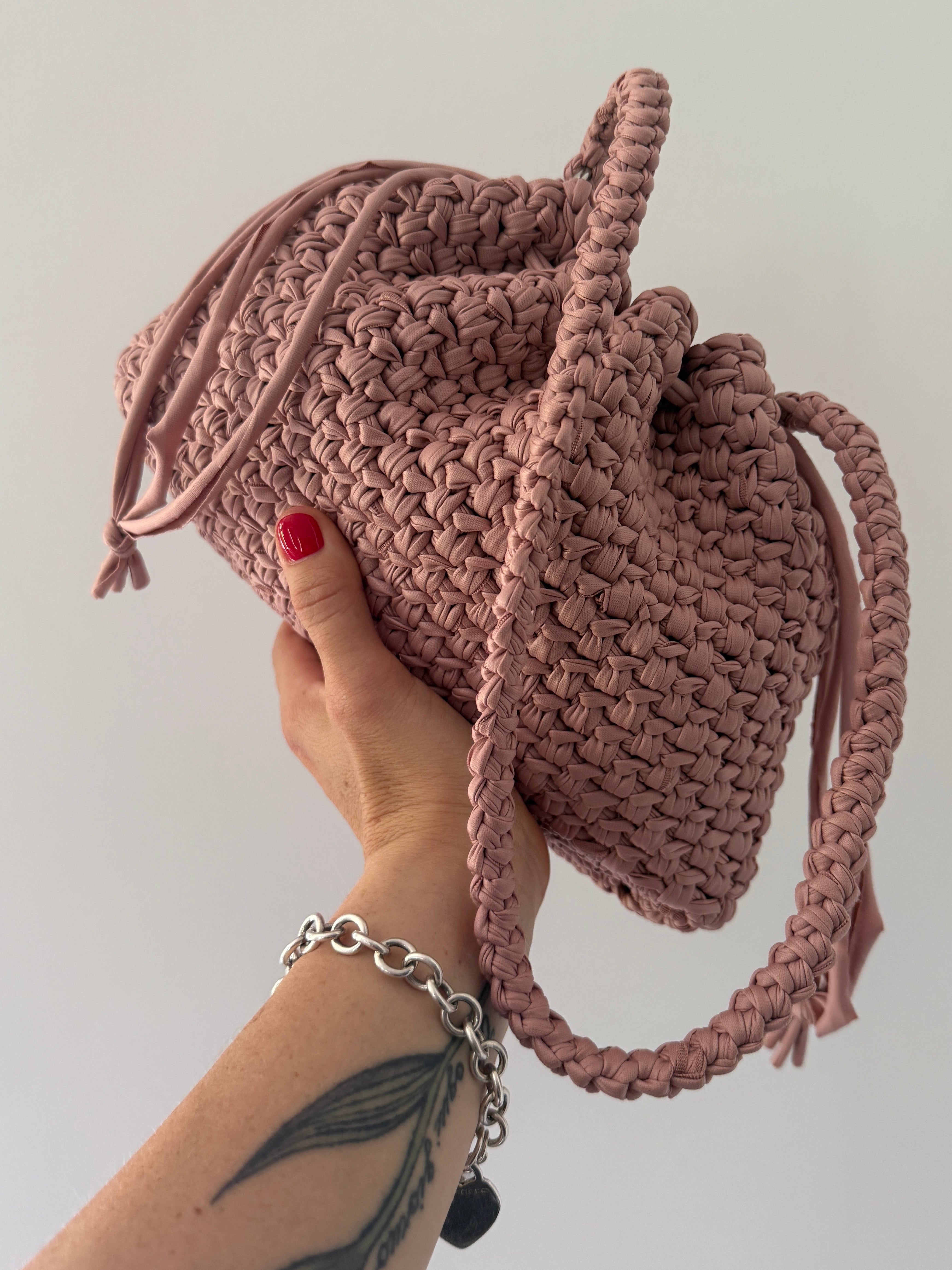 DUDINA bag standard in ecopelle rosa con maniglia lunga