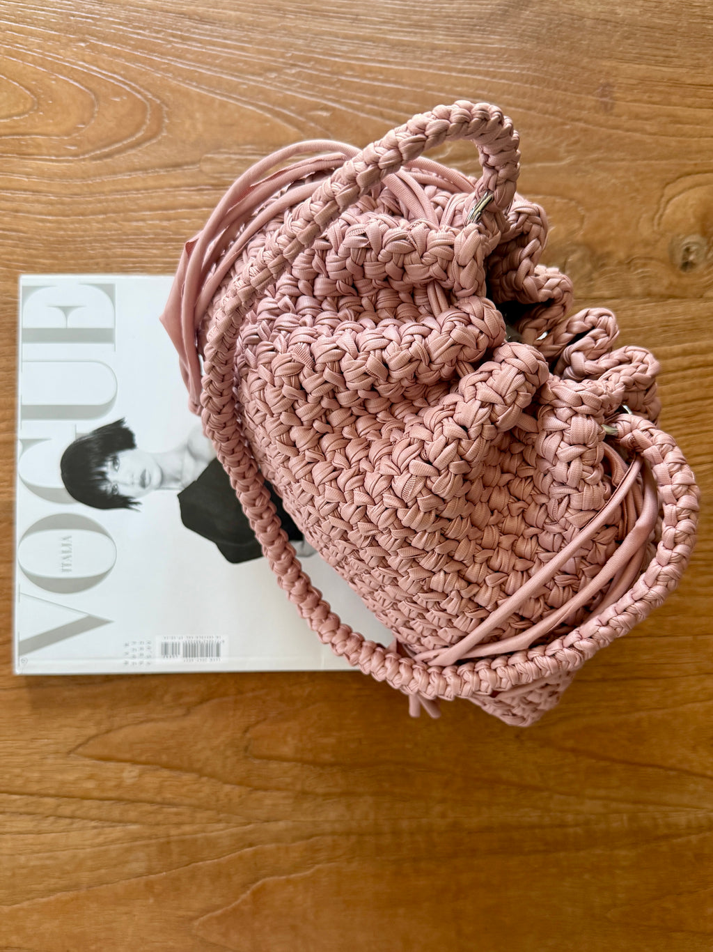 DUDINA bag standard in ecopelle rosa con maniglia lunga