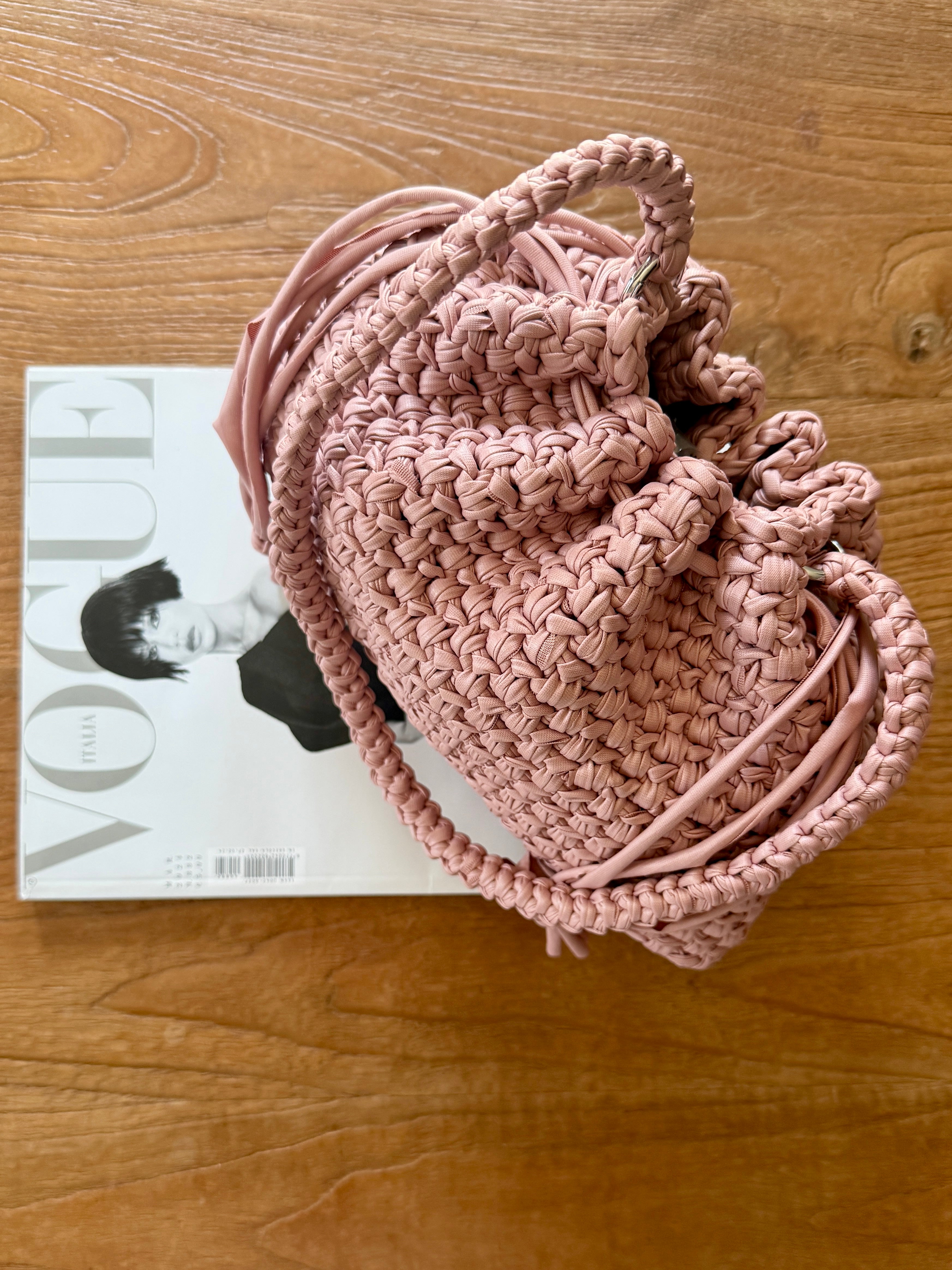 DUDINA bag standard in ecopelle rosa con maniglia lunga