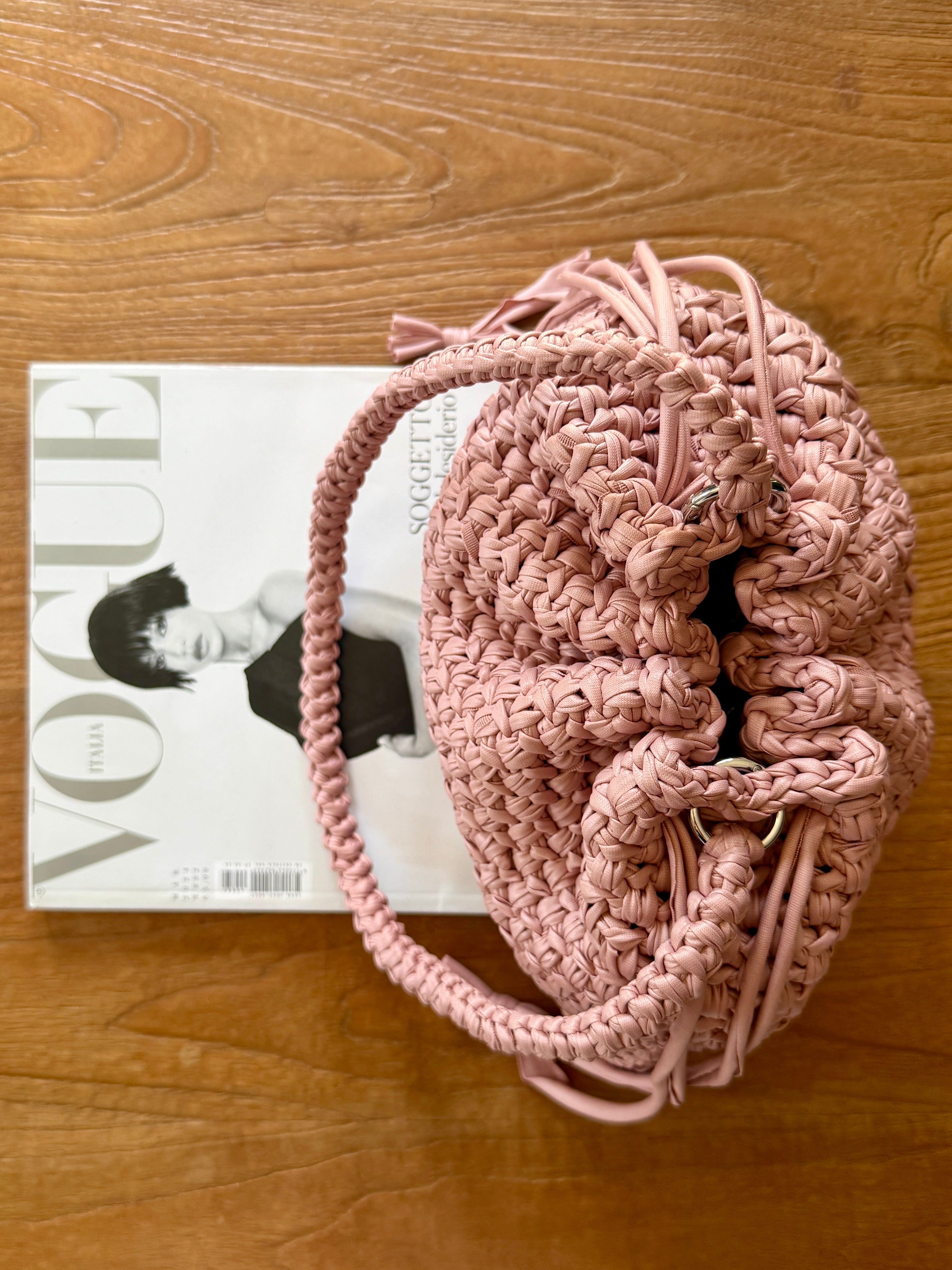 DUDINA bag standard in ecopelle rosa con maniglia lunga