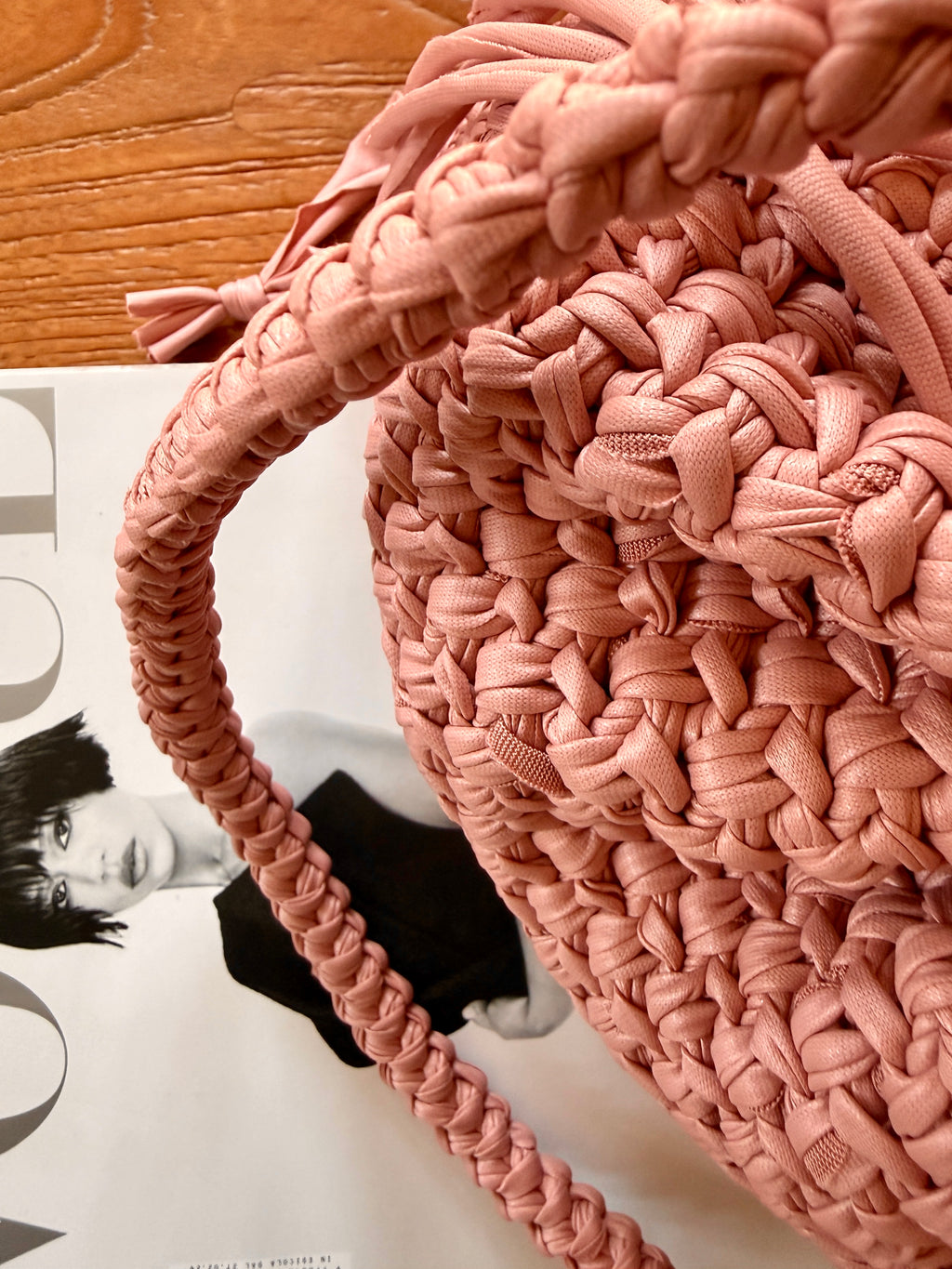 DUDINA bag standard in ecopelle rosa con maniglia lunga