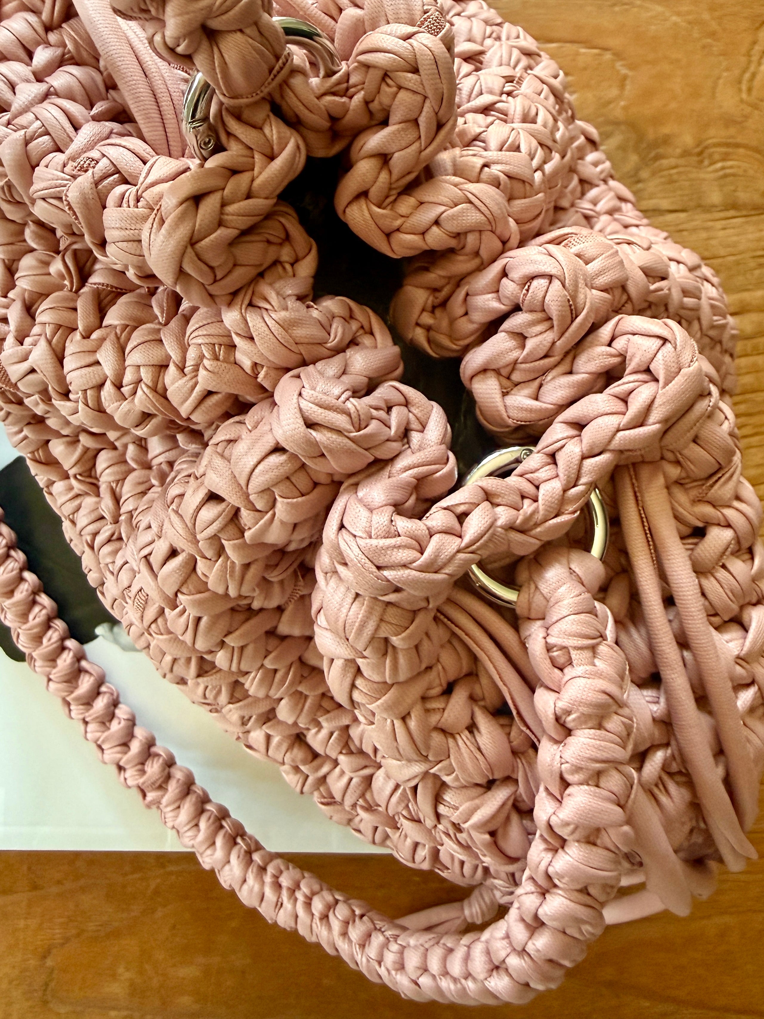 DUDINA bag standard in ecopelle rosa con maniglia lunga