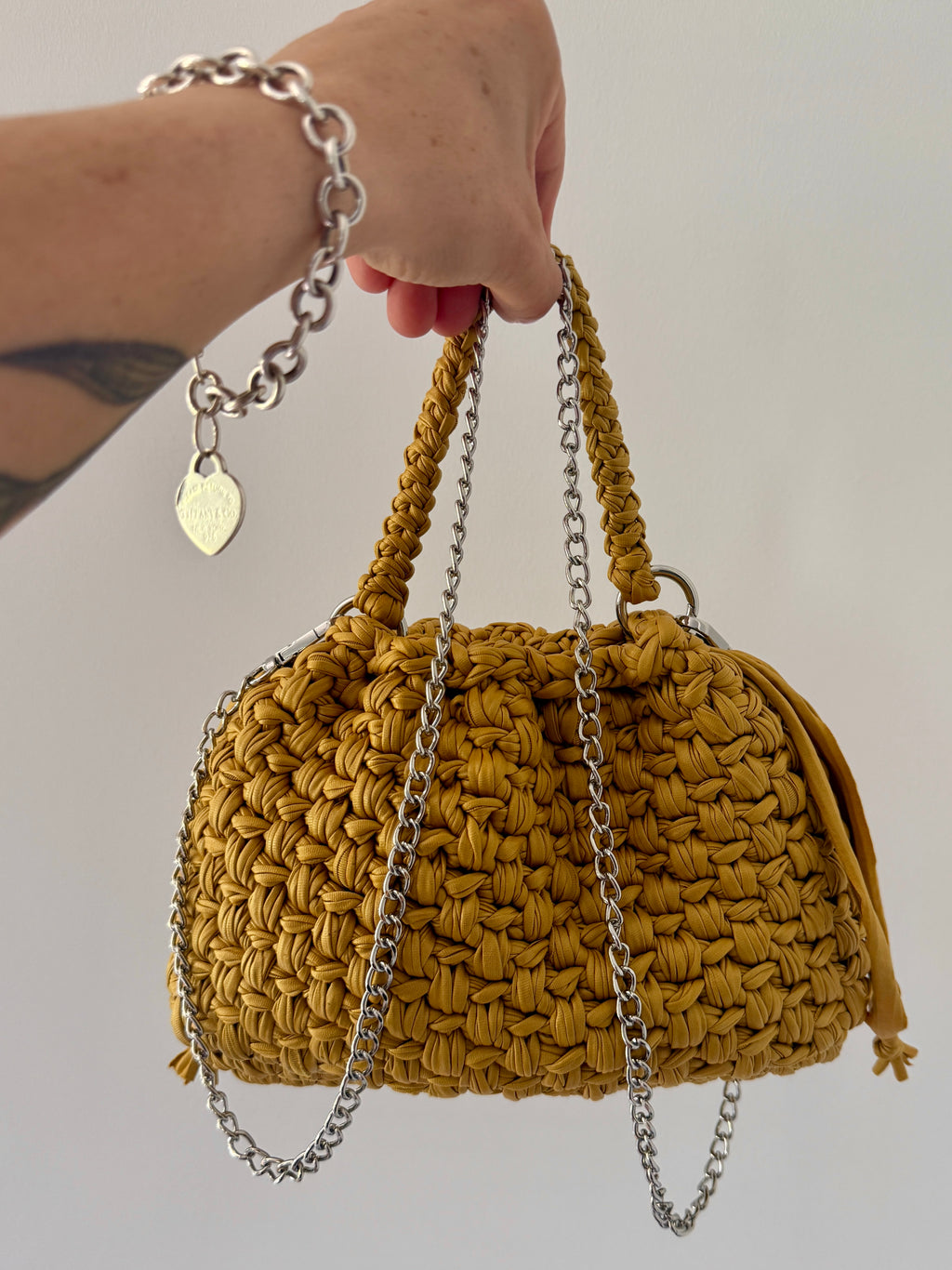DUDINA bag standard in ecopelle senape con maniglia