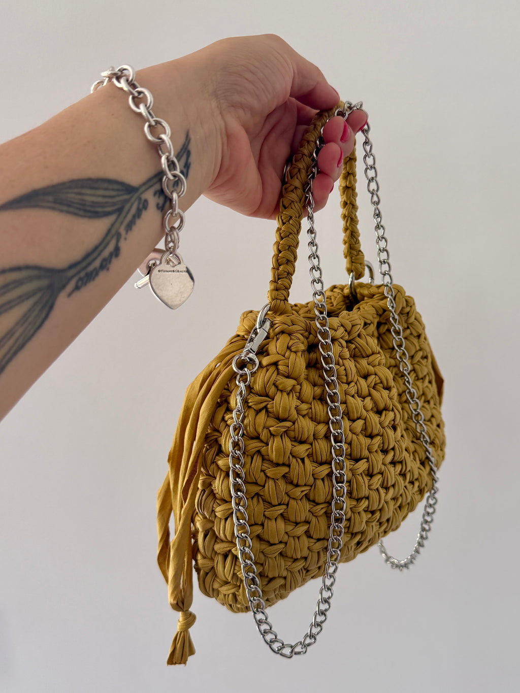 DUDINA bag standard in ecopelle senape con maniglia