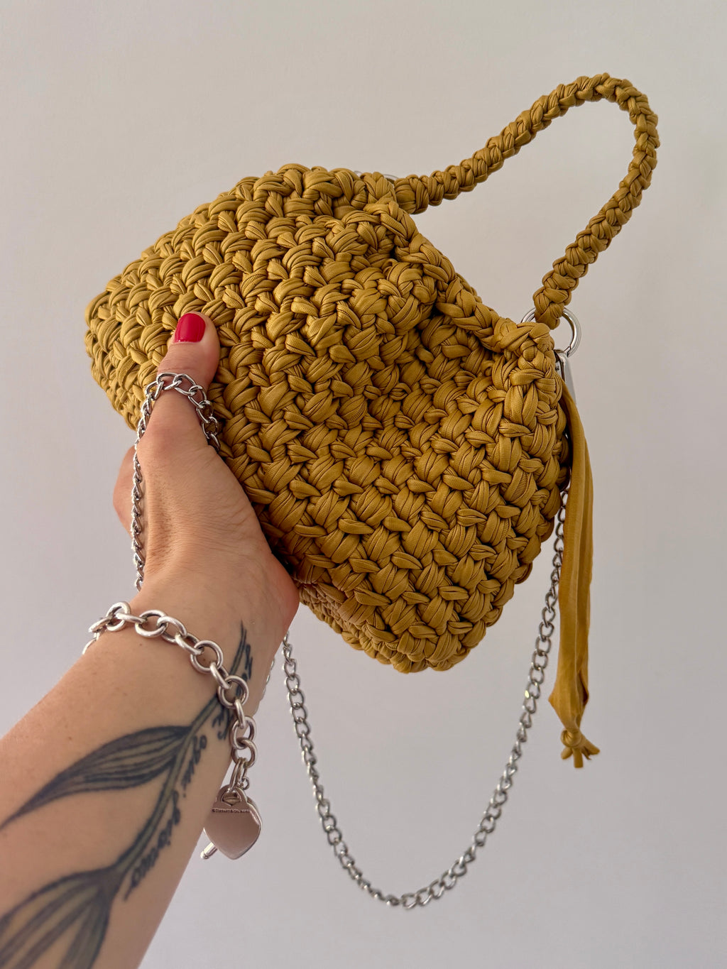 DUDINA bag standard in ecopelle senape con maniglia