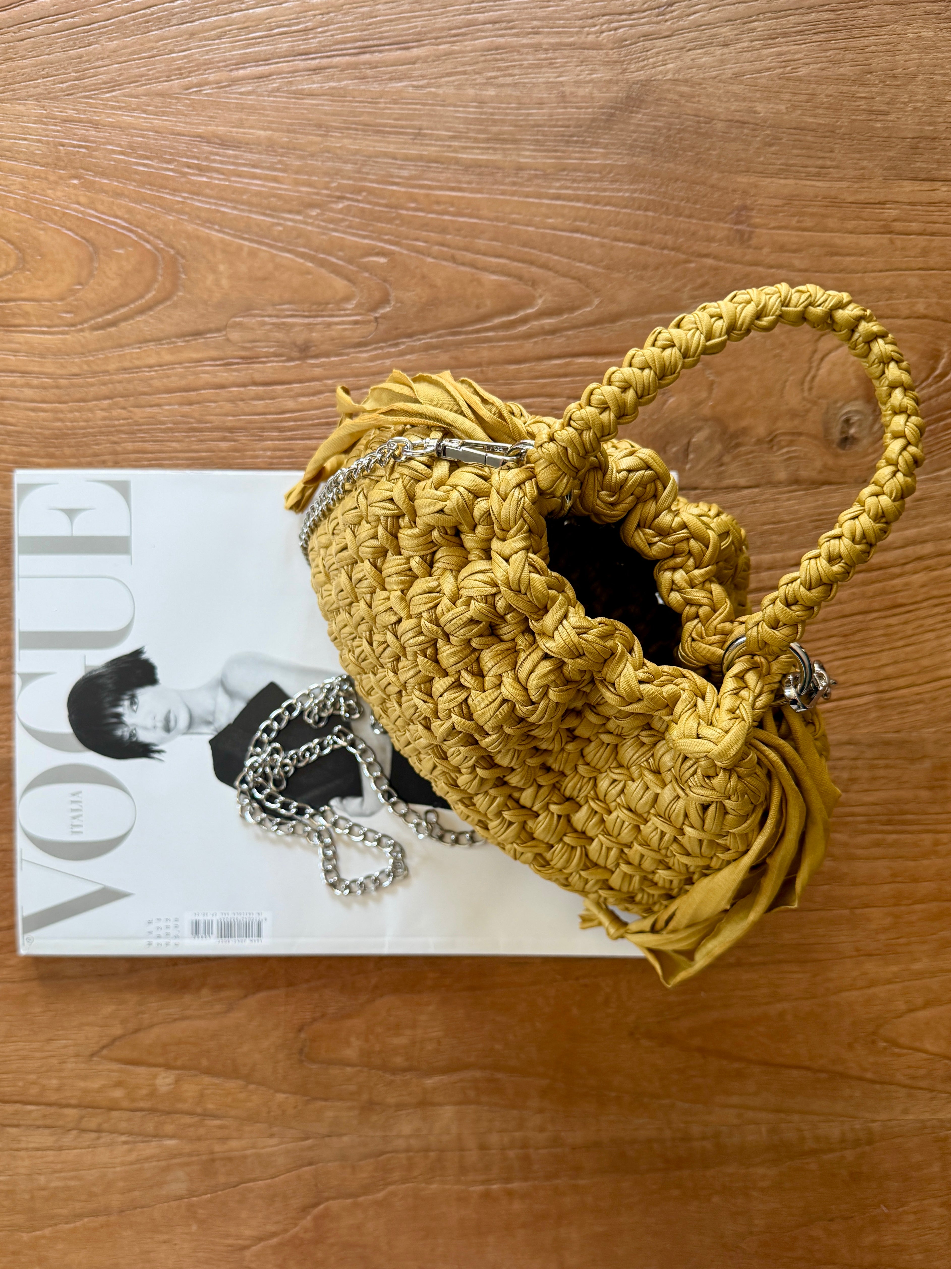 DUDINA bag standard in ecopelle senape con maniglia