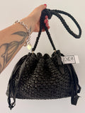 DUDINA bag large in ecopelle nera con tracolla in ecopelle
