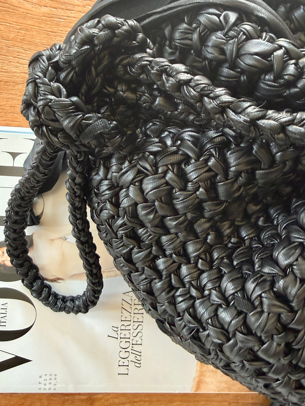 DUDINA bag large in ecopelle nera con tracolla in ecopelle