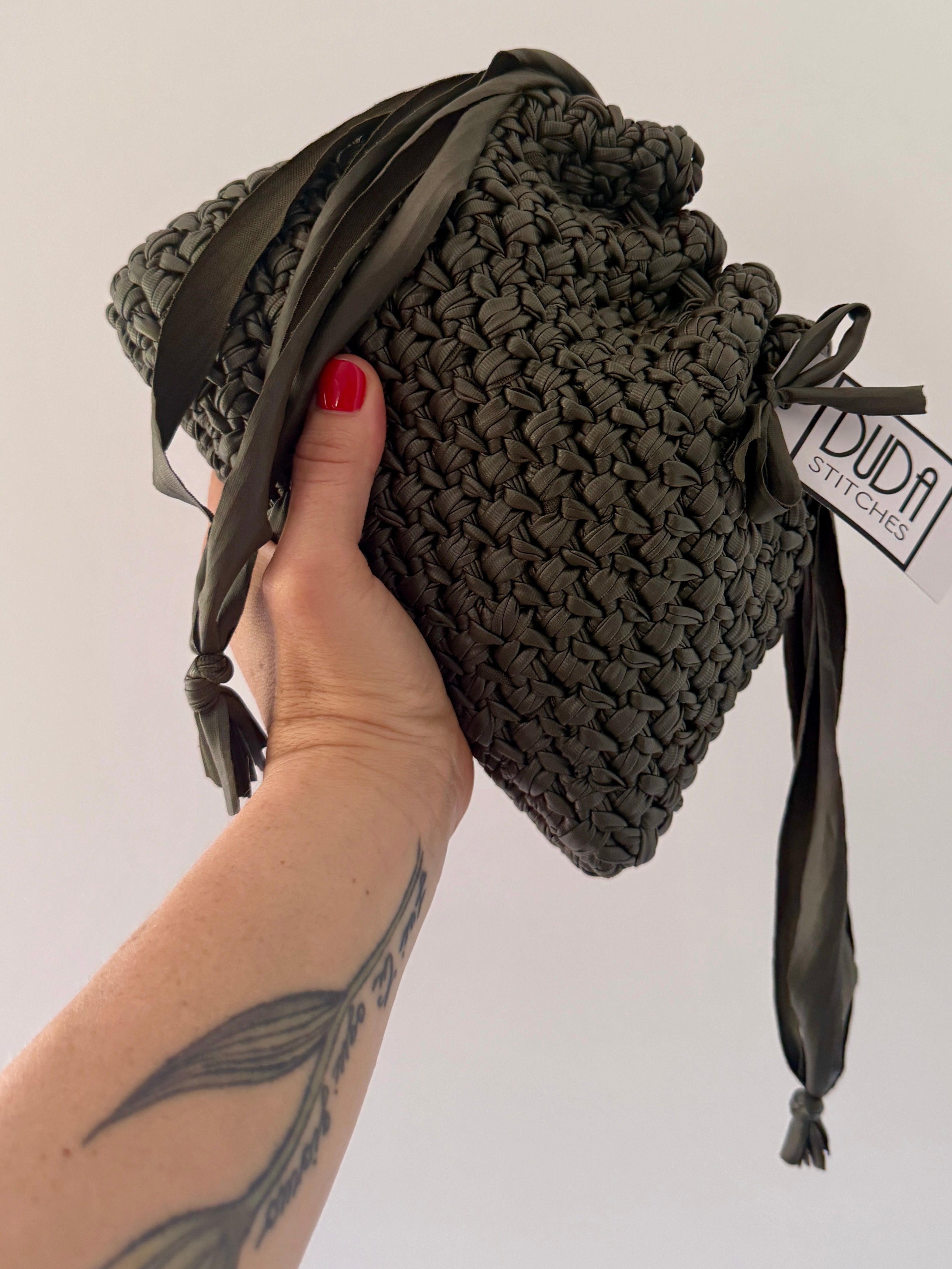 DUDINA bag standard in ecopelle verde militare