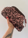NOCCIOLA pochette standard in ecopelle melange marrone//rosa senza manico