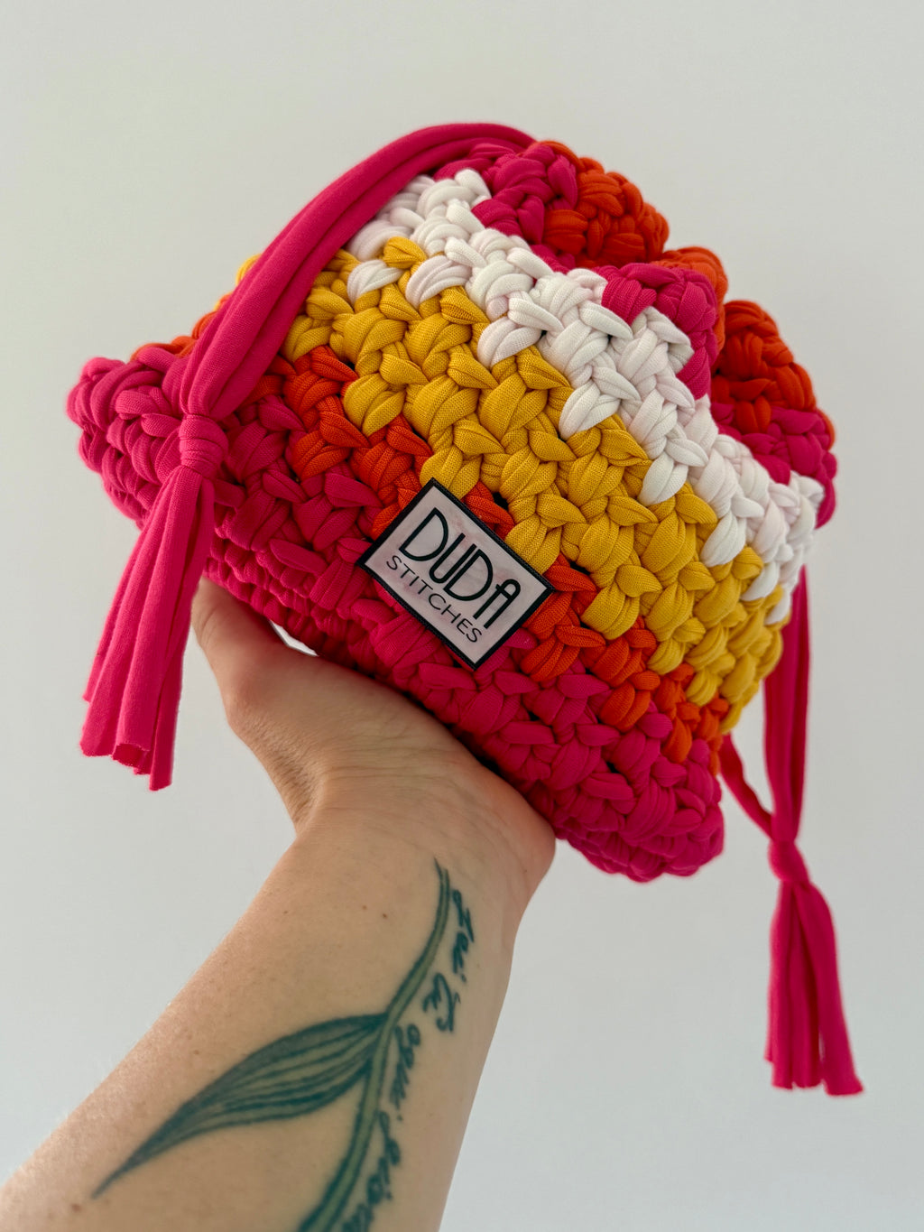 DUDINA bag standard rigata arancione//fucsia